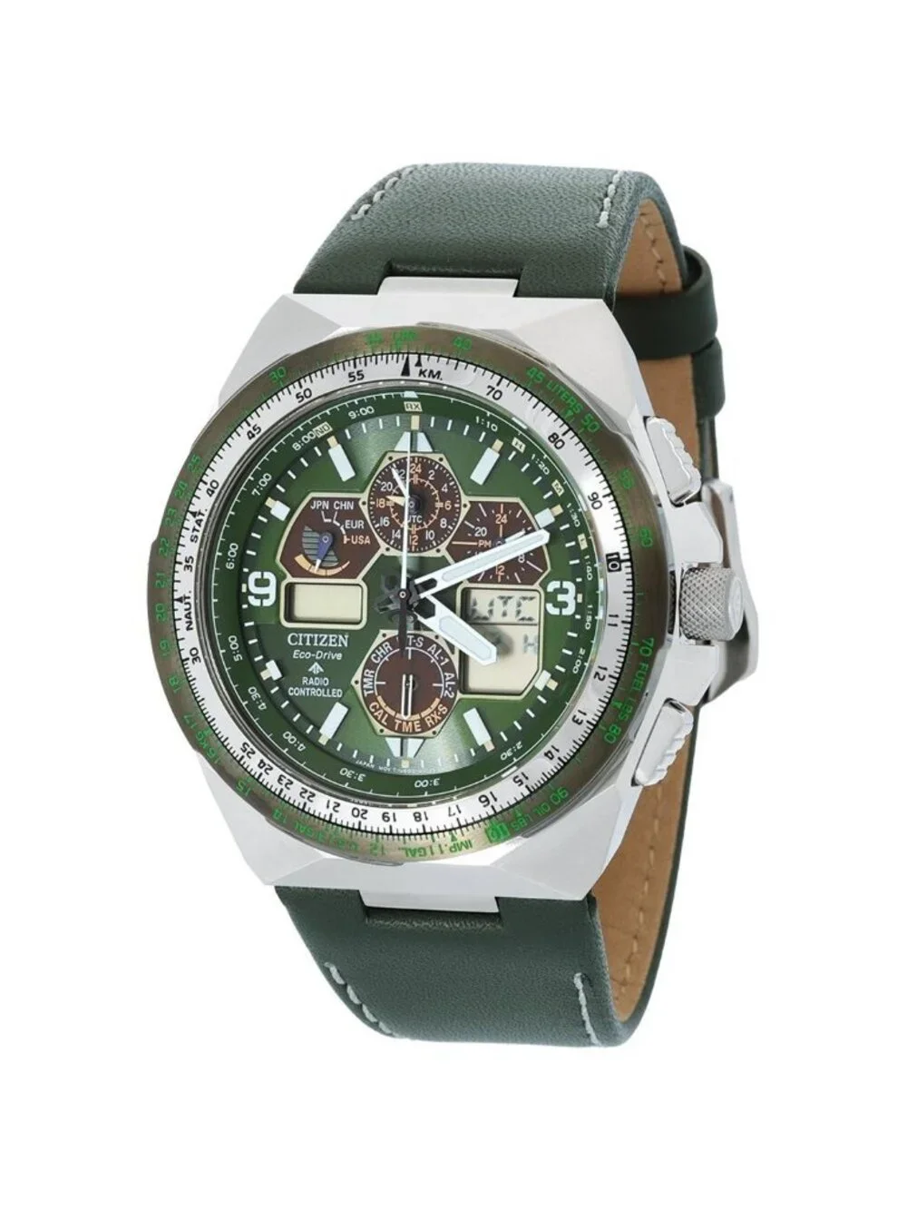 NWT Citizen Promaster Skyhawk A-T Chronograph Green Dial Men's Watch